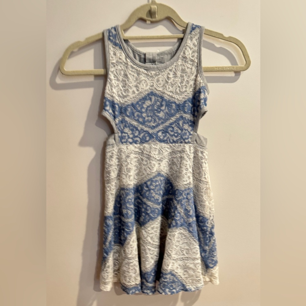 Bonnie Jean Cotton Denim Dress with side cut outs. Size 7 - like new